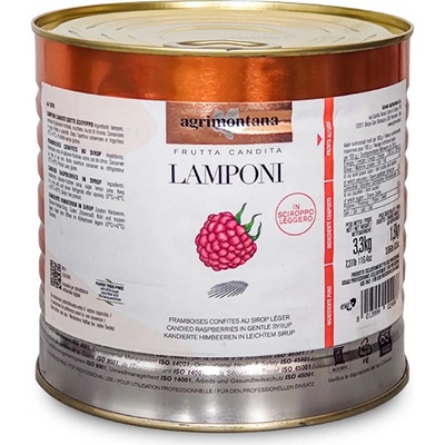 Agrimontana Maliny v sirupu lehce kandované, 3,3 kg, pevný podíl 1,8 kg