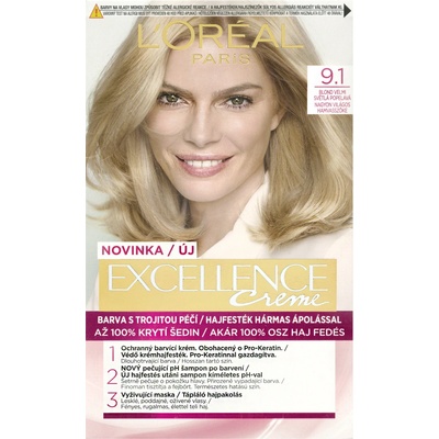 L'Oréal Excellence Creme Triple Protection 9,1 Natural Light Ash Blonde 48 ml