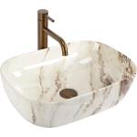 Rea REA-U3601 - Мивка за плот BELINDA 33x46, 5 см керамика/бежова/имитация на камък (RE0361)