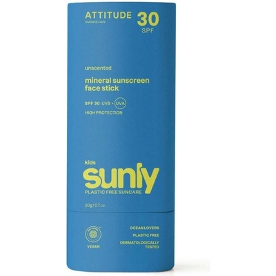 ATTITUDE Dětská minerální ochranná tyčinka na obličej a rty bez vůně SPF30 20g