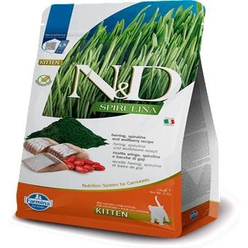 N& D Spirulina Herring& Wolfberry Kitten гранули за малки котенца до 1 година - 1.5кг