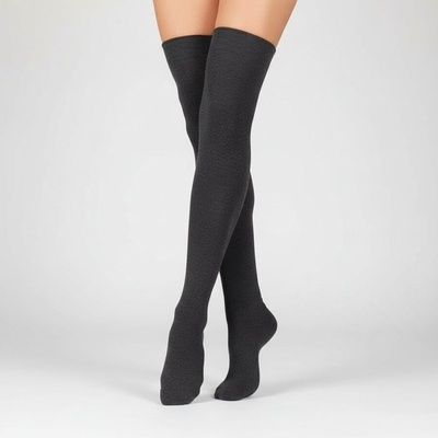 Дамски дълги 7/8 чорапи в цвят антрацит