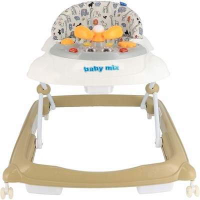 Baby Mix Chodítko s volantem a silikonovými kolečky cappuccino