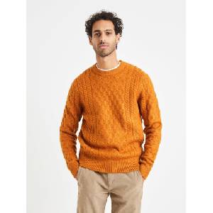 Celio Мъжки оранжев плетен пуловер Celio Veceltic Celio | Oranzhev | МЪЖЕ | XXL
