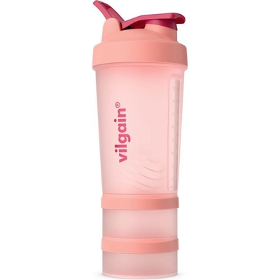 Vilgain Shaker Pro 2Go – coral 450 ml + 150 ml + 100 ml