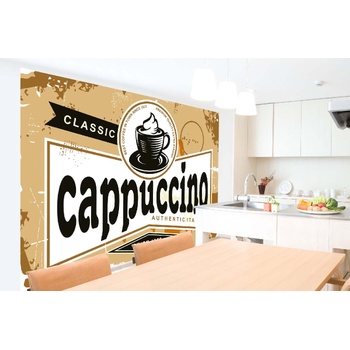 DIMEX ART s. r. o Самозалепваща се флизелинова фототапета винтидж плакат на капучино 375 x 250 см