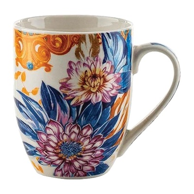 ЧАША КЕРАМИЧНА prc 350мл ЦВЕТЯ СИНЬО/КАФЯВО (1006136)