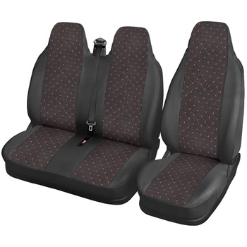 Тапицерия черна с червен конец за бус Ford Transit 2+1