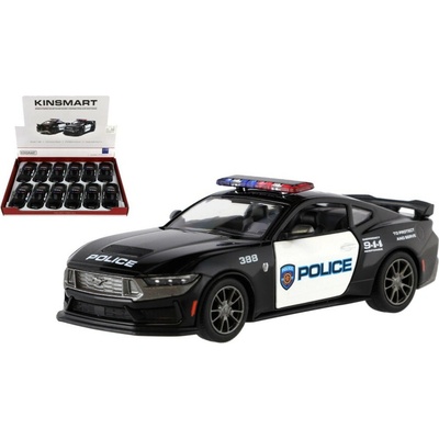 Auto Kinsmart 2024 Ford Mustang Dark Horse Polícia kov/plast 13cm na spätné natiahnutie 12ks v 1:38