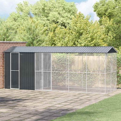 vidaXL Клетка за птици със съхранение Антрацит 645 x 208 x 247 см (3325154)