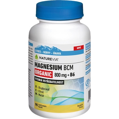 NatureVia Magnesium Organic BCM 800mg +B6 90 kapslí
