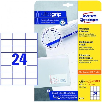 Etikety univerzálne 70x37mm Avery A4 25+5 hárkov