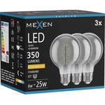 Mexen Vintis 3x LED крушка с нажежаема спирала E27, G80, 6W, Топла - 2200K, 350 lm, опушено (L165-E27-0622-70x03)