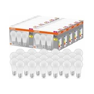 OSRAM LED Base Classic A, in bulb shape with E27 base, not dimmable, replaces 100 watts, matt, warm white - 2700 Kelvin, 10 x pack of 3 - 4058075819429 - mallbg
