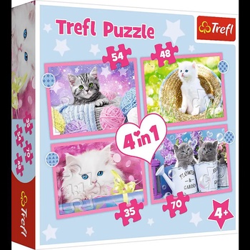 Image 1 of Trefl - Puzzle 4v1 Funny kitties - 1 - 39 piese