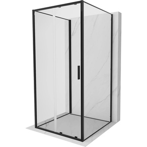Mexen Exo-3S триделна плъзгаща се душ кабина 110 x 110 см, прозрачна, черна (8151-110-110-70-00-3S)