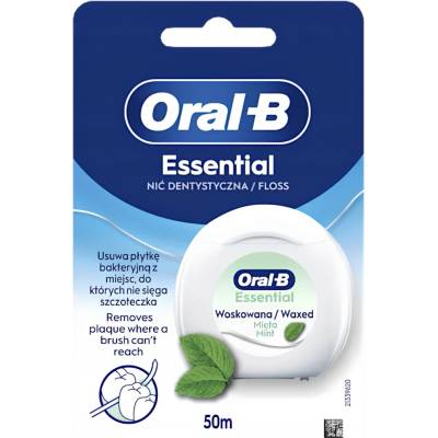 Oral-B Essential Floss Mint voskovaná dentálna niť s mätovou príchuťou 50 m