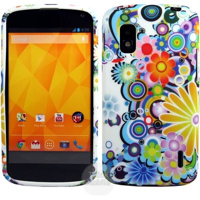 LG Nexus 4 E960 Blue Flora Силиконов Калъф + Протектор