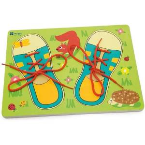 ANDREU Toys Дървен пъзел Andreu toys - Обувки за връзване (16420) - baby