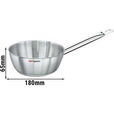 G.Gastro Soté pánev s rukojetí - Nerezová ocel (AISI 304), saténový povrch, sendvičové dno - kónický tvar - 1 l - 18 cm - Výška: 8,4 cm - 189x398x84 mm - D9777213