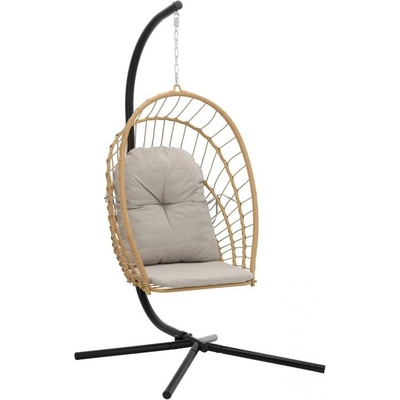 Garden Line Skladacie závesné kreslo Eris Brown so sivým vankúšom FAT0923