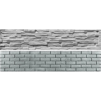 Betonová deska plotová PREMIUM, oboustranná – 198 x 40 cm štípaný kámen a cihličky - šedý