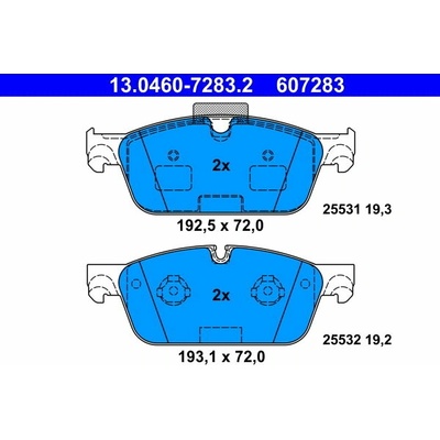ATE 607283 Súprava brzdových doštičiek 13.0460-7283.2