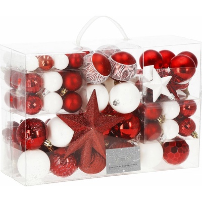 SPRINGOS Maxi 105 dílná sada vánočních ozdob červeno-bílá – Zbozi.Blesk.cz