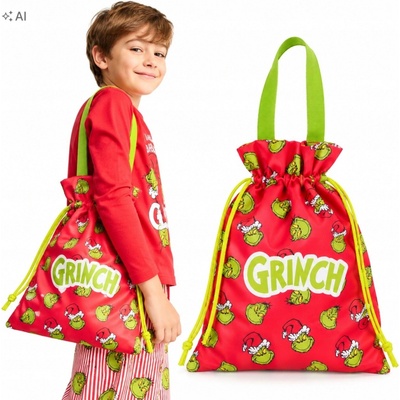 Darčeková taška Grinch 40 x 25 cm Vianočná na darčeky so sťahovákom