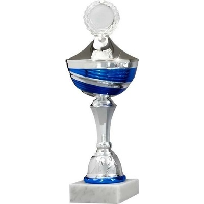 Kovový pohár s poklicí Stříbrno-modrý 45 cm