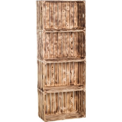 ČistéDrevo Dřevěné opálené bedýnky regál 156 x 60 x 24 cm