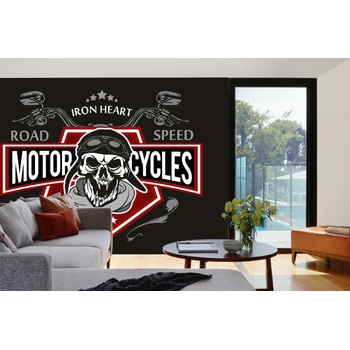 DIMEX ART s. r. o Самозалепваща се флизелинова фототапета ретро череп на моторист 375 x 250 см