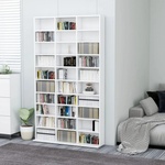 vidaXL Етажерка за компактдискове бяла 102x23x177, 5 см инженерно дърво (801778)