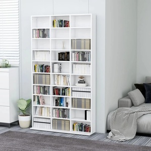 vidaXL Етажерка за компактдискове бяла 102x23x177, 5 см инженерно дърво (801778)