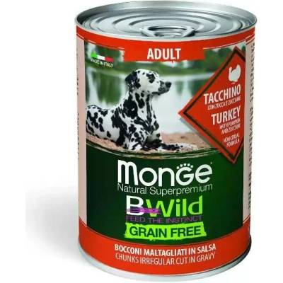 Monge Bwild Adult Grain Free Morčacie kúsky v omáčke s tekvicou a cuketou 400 g