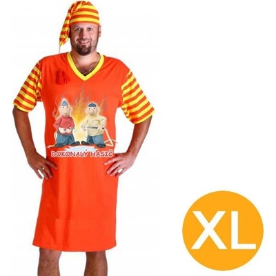 Pat a Mat Dokonalý hasič noční košile krátký rukáv s čepičkou oranžová