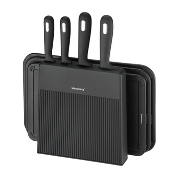 Klausberg Комплект ножове и дъски за рязане Klausberg KB 7980, 8 части, Неръждаема стомана, Стойка, Черен/инокс (KB 7980)
