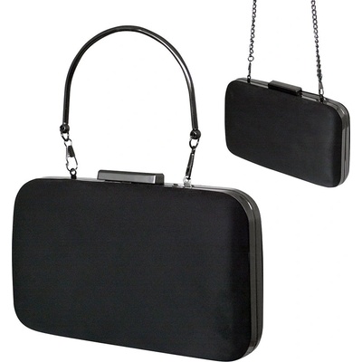 semišová spoločenská kabelka s kovovou rúčkou Čierna