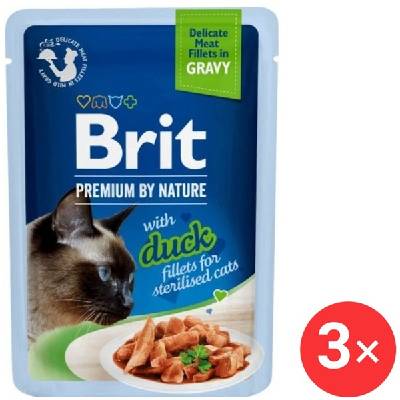 Brit Premium by Nature Cat Delicate Fillets in Gravy with Duck for Sterilised 3× 85 g