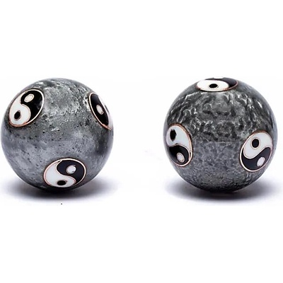 Authentic Čínske meditačné guličky (Baoding balls) Yin Yang Tai Chi šedé 3,5cm