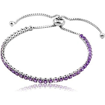 Šperky eshop náramok z chirurgickej ocele okrúhle zirkóny fialovej farby SP05.30
