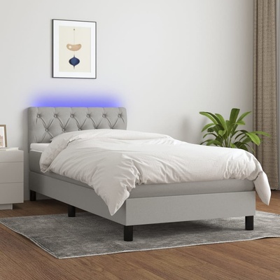 Petrashop 3133349 boxspring postel s matrací a LED světle šedá textil