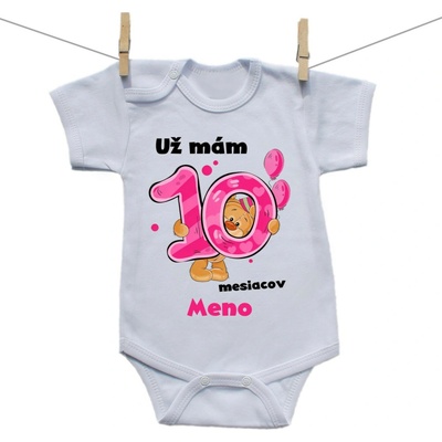 Boodyy Body s krátkym rukávom Už mám 10 mesiacov s Medvedíkom a menom dieťatka Dievča