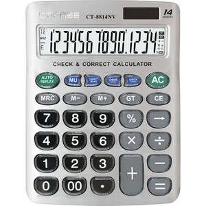 CTIFREE CT-8814NV сребърен калкулатор, 155x203mm, 14 цифри, двойно захранване, 2 години гаранция (CT-8814NV) Калкулатори