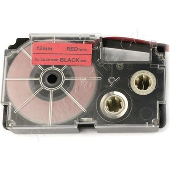 Pro Casio Casio XR-12FRD , 12mm x 8m, черен печат / сигнал червен фон, съвместима лента (CAXR12FRD)