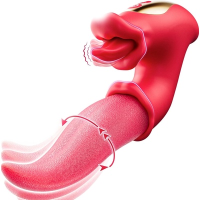 SuperLove Swinging & Licking Tongue Dual Vibrator Red