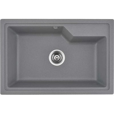 Inter Ceramic Кухненска мивка ICGS 8315 GRAY, Inter Ceramic, гранит, едно корито, със сифон, 45х22х68см (8315 GRAY)