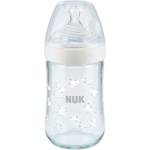 Nuk Стъклено шише със силиконов биберон NUK - Nature Sense, Softer, TC, 240 ml, размер M, Бяло (10745117-Бял)