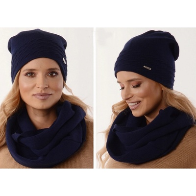 Fashionweek dámský zimní set čepice šála flísová podšívka ZIZI32/K1 tmave modry