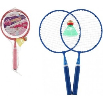 Teddies Badminton sada dětská 2 pálky + 3 košíčky 2 barvy